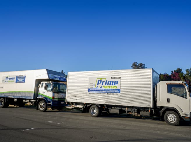 Prime Movers trucks parked in Tauriko